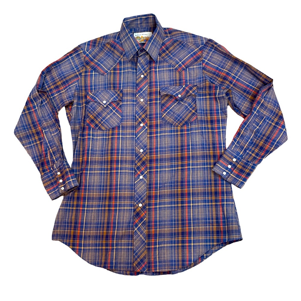 Authentic Western Wear Pearl Snap Plaid Shirt Size 15.5 32/33